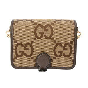 Gucci Jumbo GG Bag Beige Camel Tan Brown Canvas Leather Shoulder